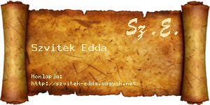 Szvitek Edda névjegykártya